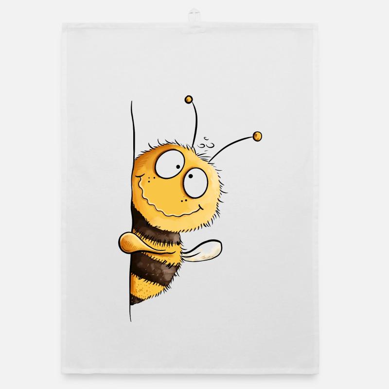 Freches Bienchen Peek-a-Boo Biene  - Organic Geschirrtuch - Weiß