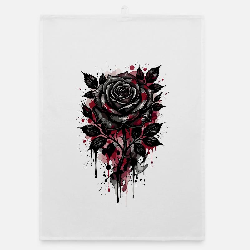 Rose, Rose Noire, Rose et Fleurs Torchon bio