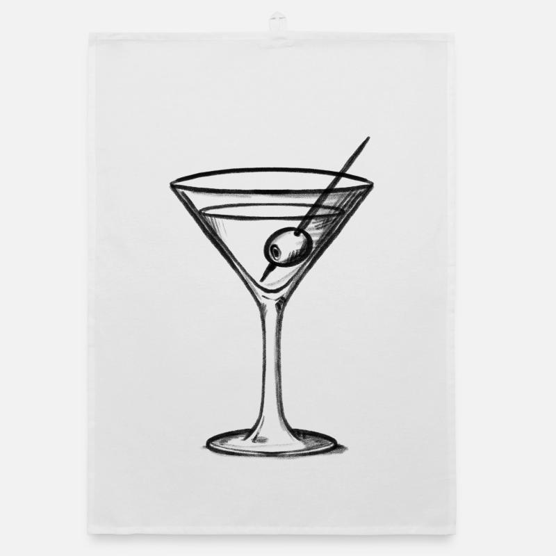 Verre cocktail avec olive - illustration Torchon bio