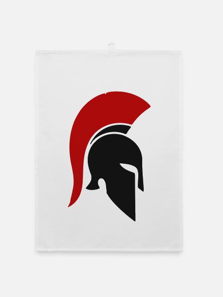 Spartanischer Rotplume Helm - Organic Geschirrtuch - Weiß - Vorne