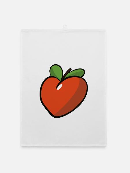 Peche_coeur - Torchon bio - blanc - Devant
