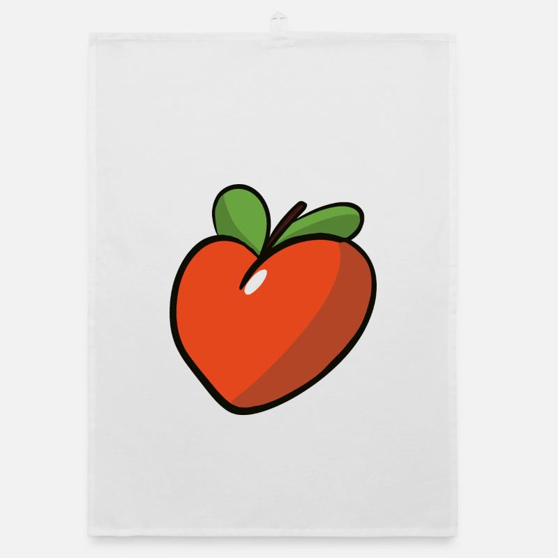 Peche_coeur - Torchon bio - blanc