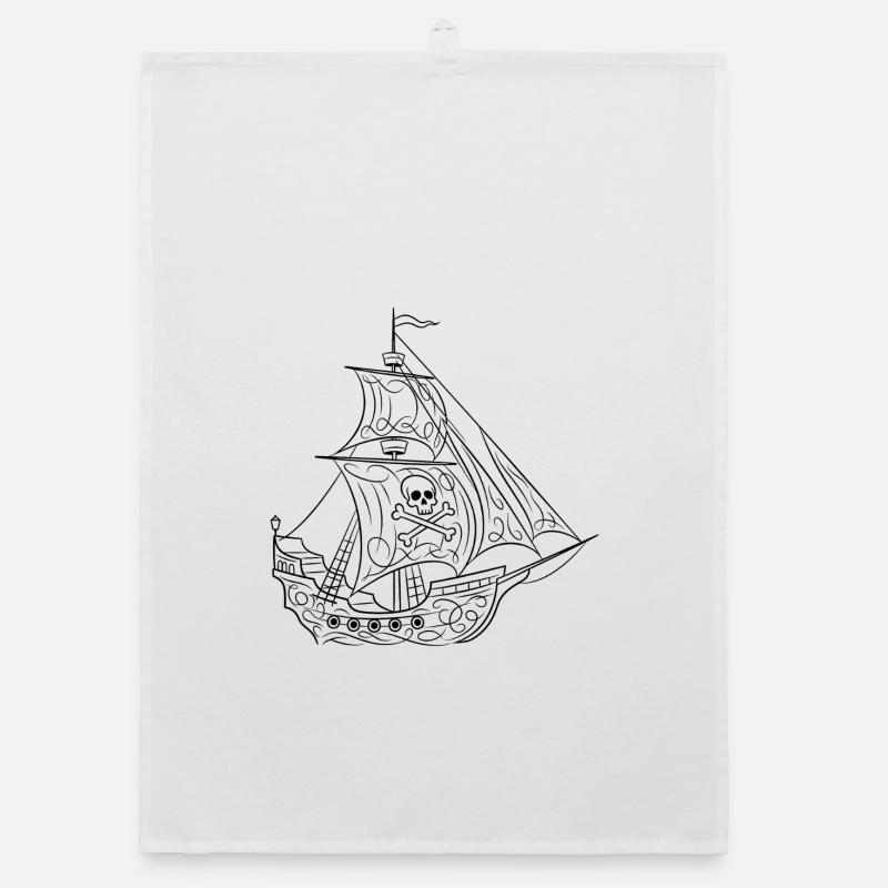 Pirate ship Organic dish towel