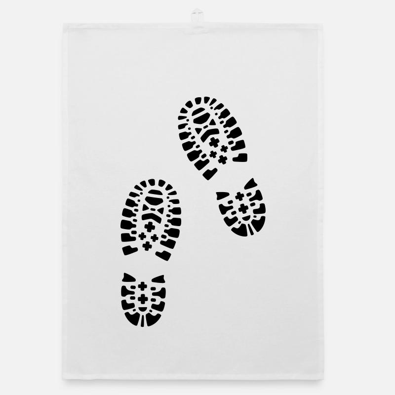 Bottes de randonnée, empreintes de pas Torchon bio