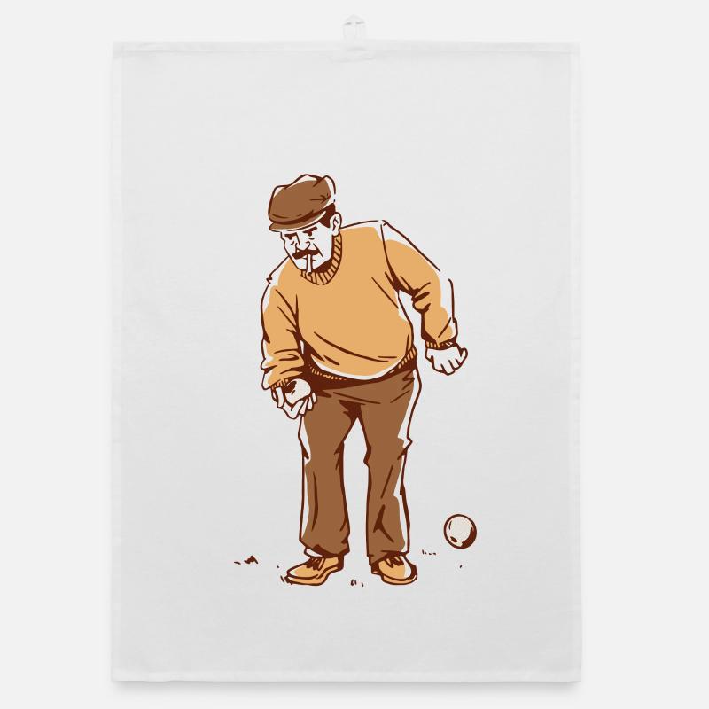 Boule player throws boules balls petanque outfit Organic dish towel