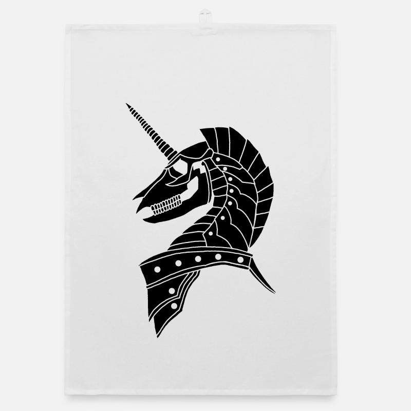 Schwarzes gotisches Einhorn Organic Geschirrtuch