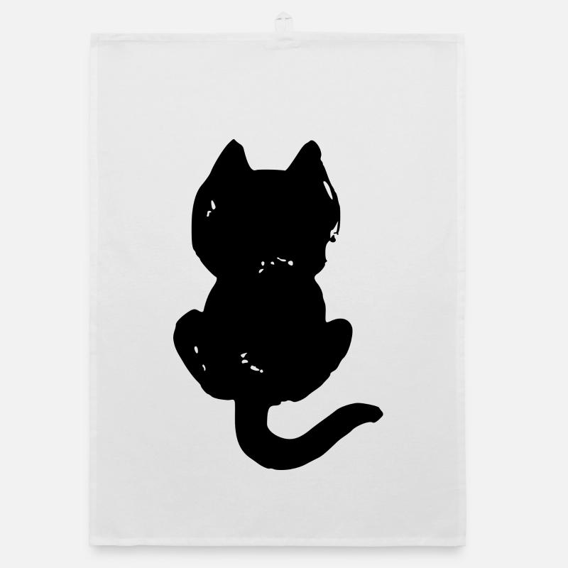 Cat cool silhouette Organic dish towel
