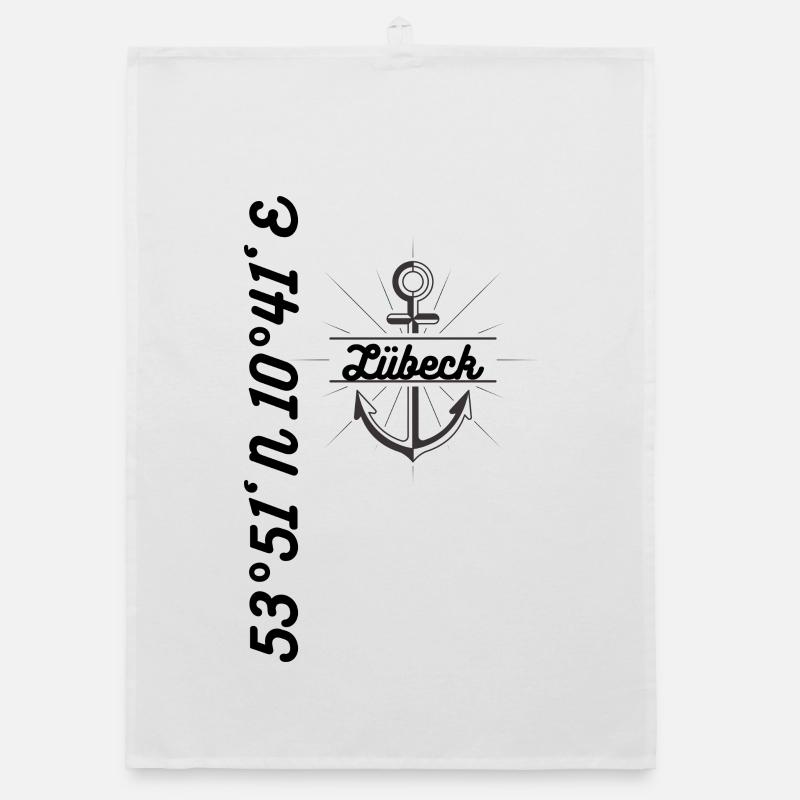 Lübeck coordinates Maritime motif Organic dish towel