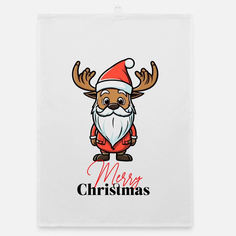 Rentier Weihnachtsmann Organic Geschirrtuch