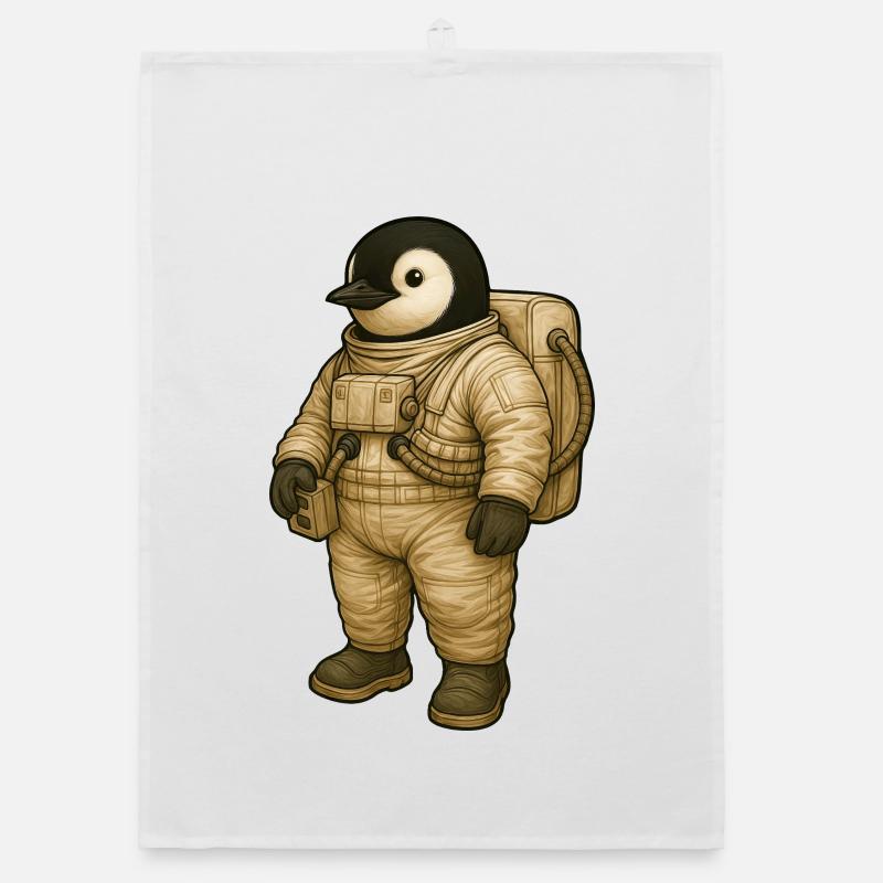 Cute Penguin Astronaut in Space Adventure Organic dish towel