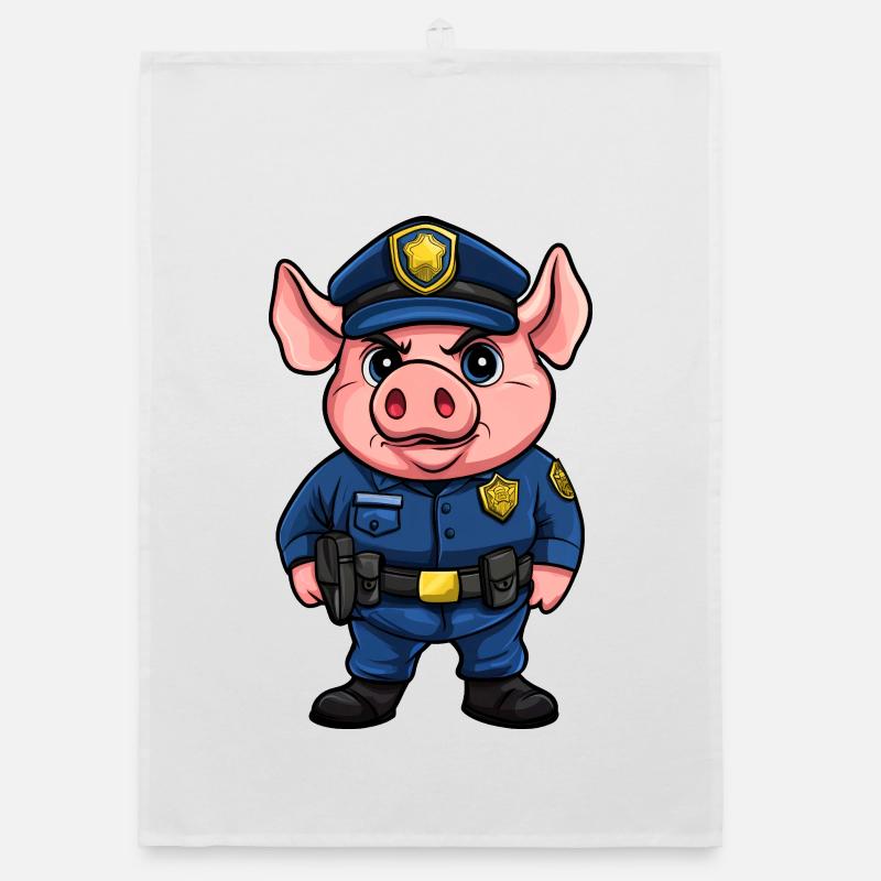 Schweine Polizei Organic Geschirrtuch