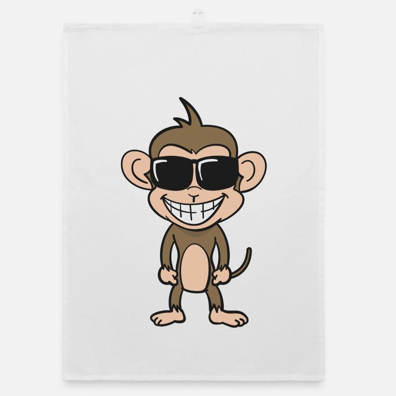 Cool monkey with sunglasses Organic dish towel