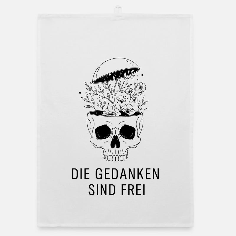 Crâne de fleur - Les pensées sont libres Torchon bio