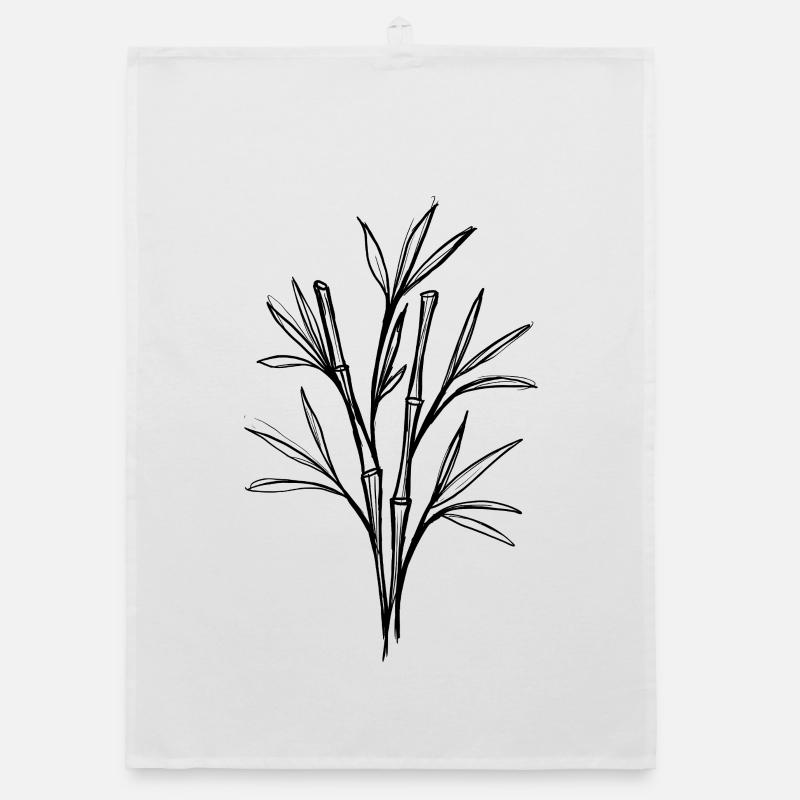 Bamboo – minimalist line art design Organic dish towel