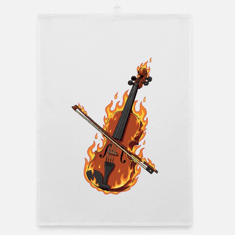 Burning violin Organic dish towel