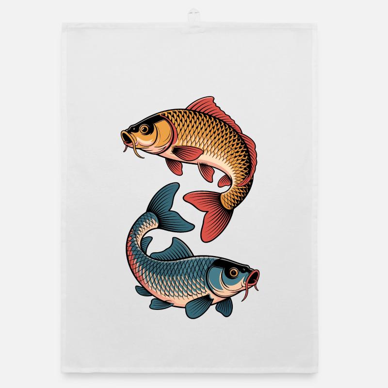 Colored Carp Fish Organic dish towel