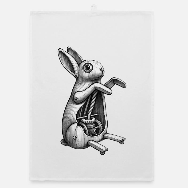 MECA RABBIT – schwarz und weiß Organic Geschirrtuch