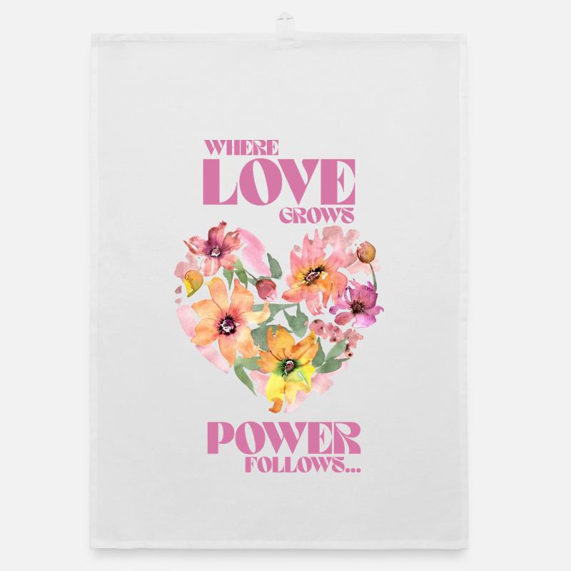 Where Love Grows, Love Follows - Organic Geschirrtuch - Weiß