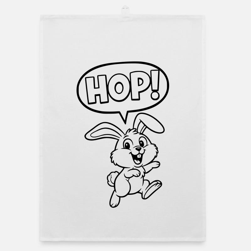 HOP! Hase Springen Outline Comic Organic Geschirrtuch