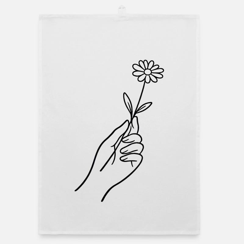 Linienhand mit Blume Organic Geschirrtuch