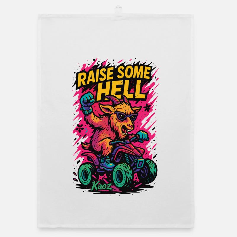 Raise Some Hell Ziege mit Quad Organic Geschirrtuch