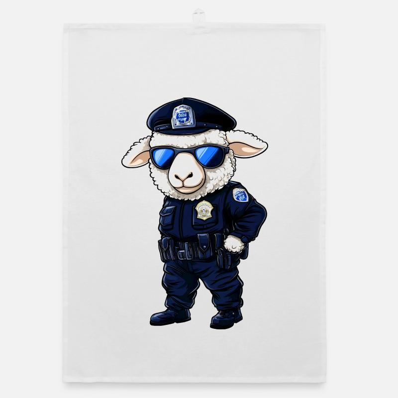 Sheep Policeman Organic dish towel