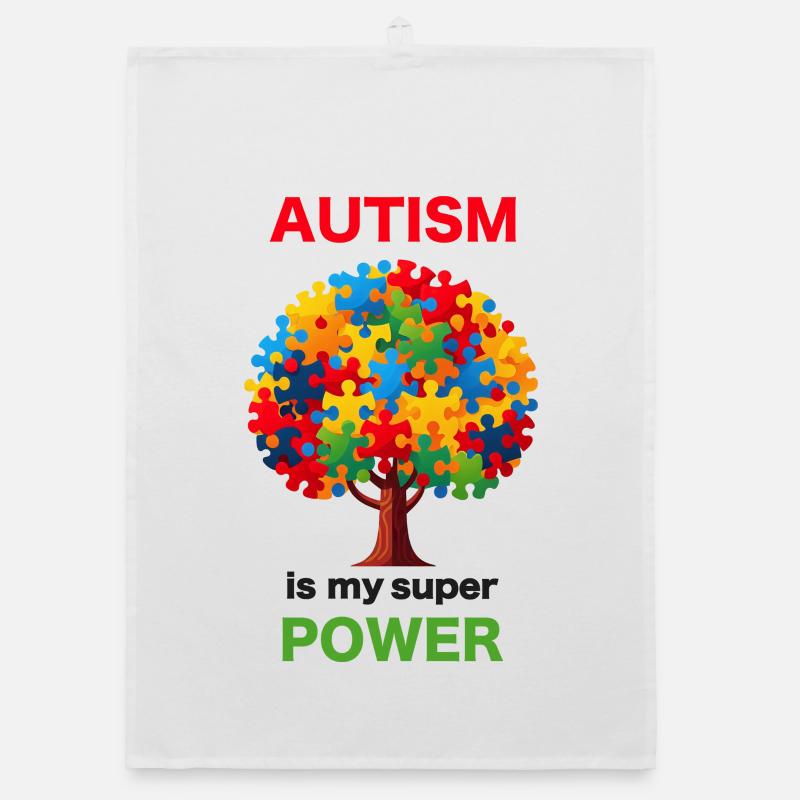 Autism Power Tree Puzzle Organic dish towel