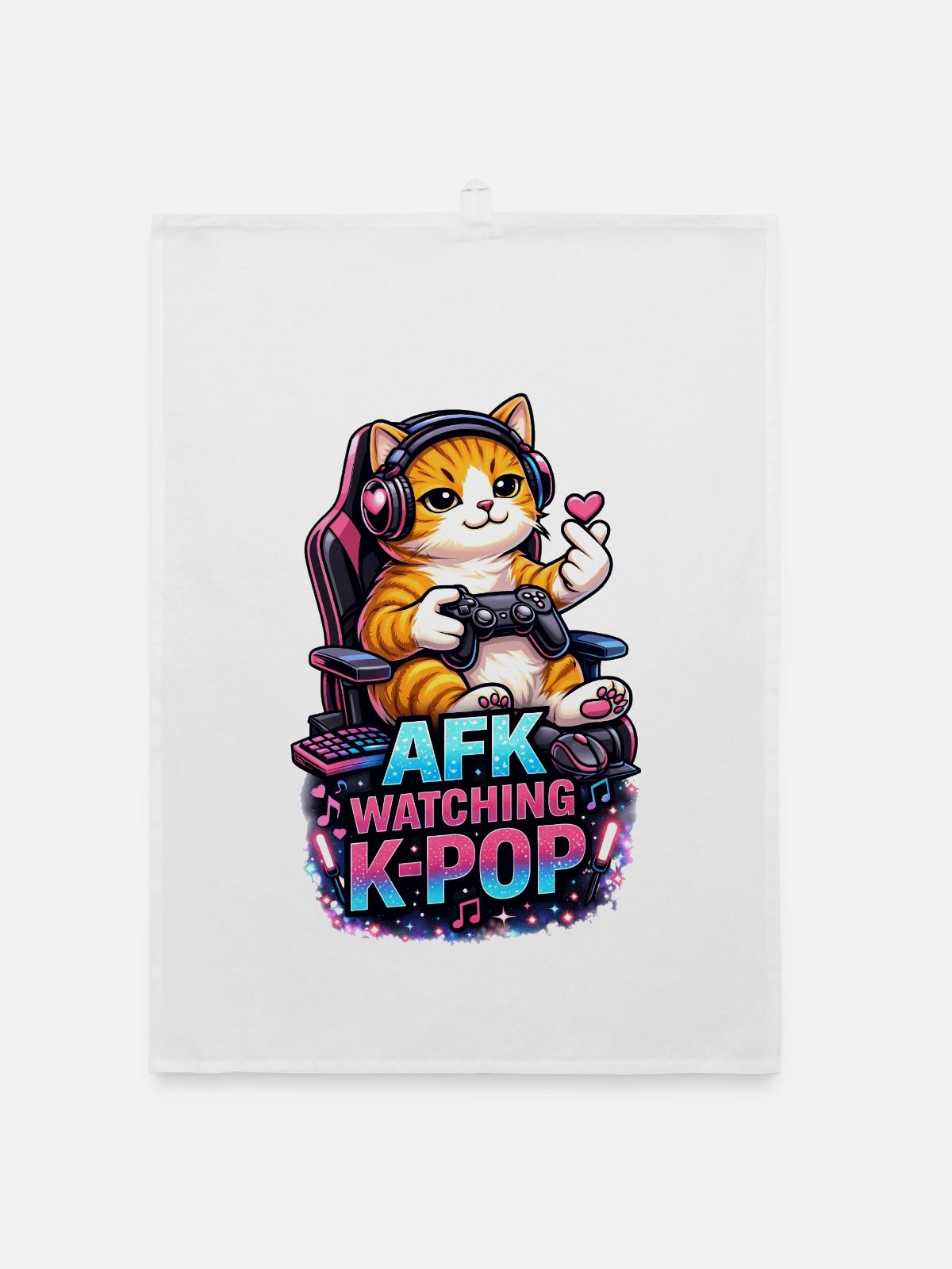 AFK Watching K Pop - Organic Geschirrtuch - Weiß - Vorne