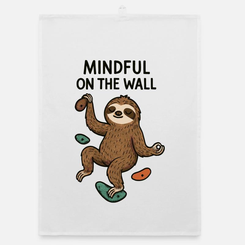 Mindful on the Wall – Zen Sloth on Wall Organic dish towel