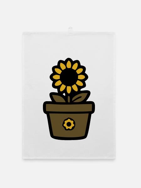 Sunflower Pot Plant Mom Garden Florist - Organic dish towel - white - Front