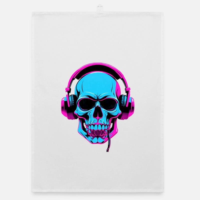 Crâne néon avec casque Torchon bio
