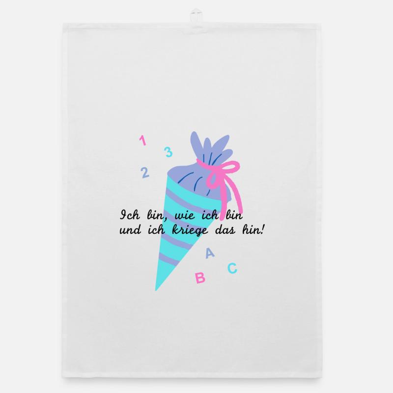 Ich bin, wie ich bin... pink / türkis Organic Geschirrtuch