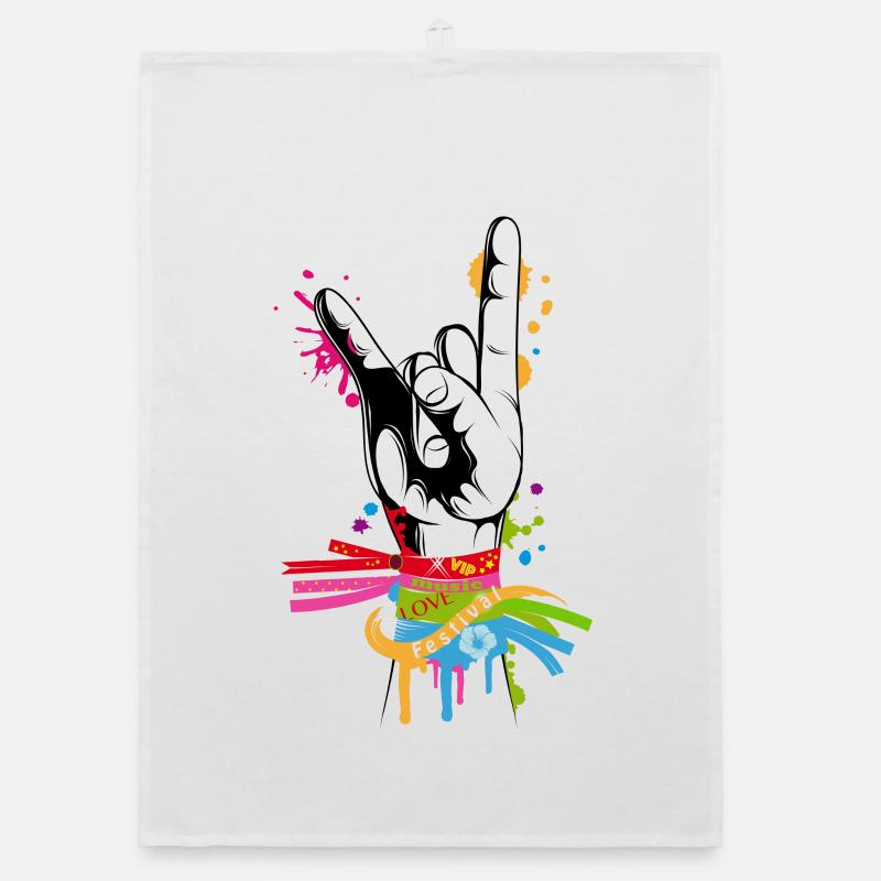 une main avec bracelet festival - Torchon bio - blanc