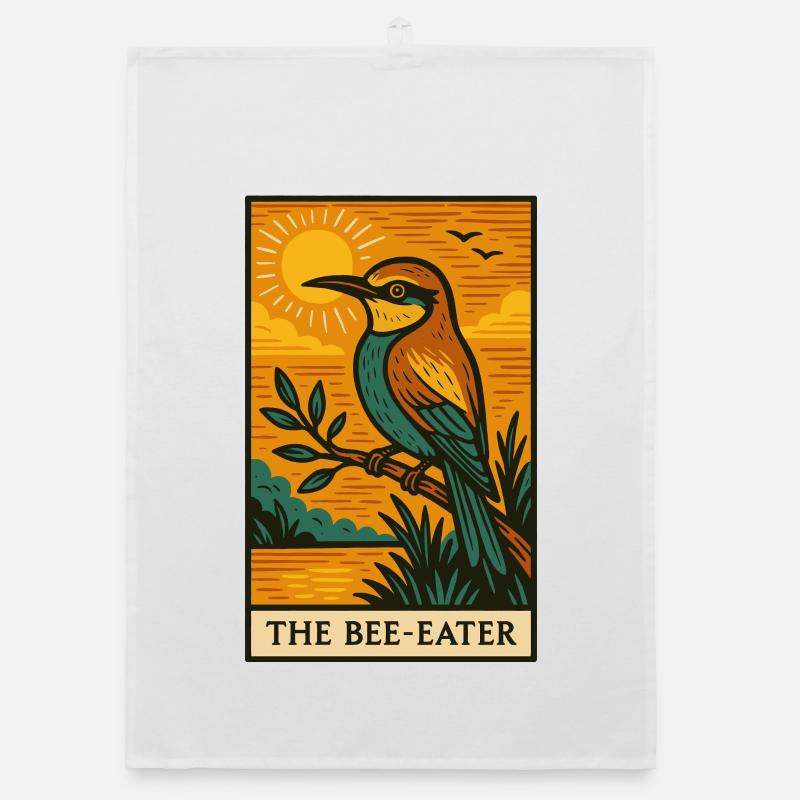 The Bee-Eater Sunset Illustration Organic dish towel