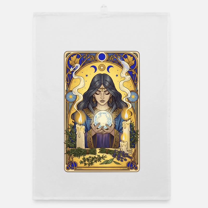 Mystical Moon Magic Tarot Illustration Organic dish towel