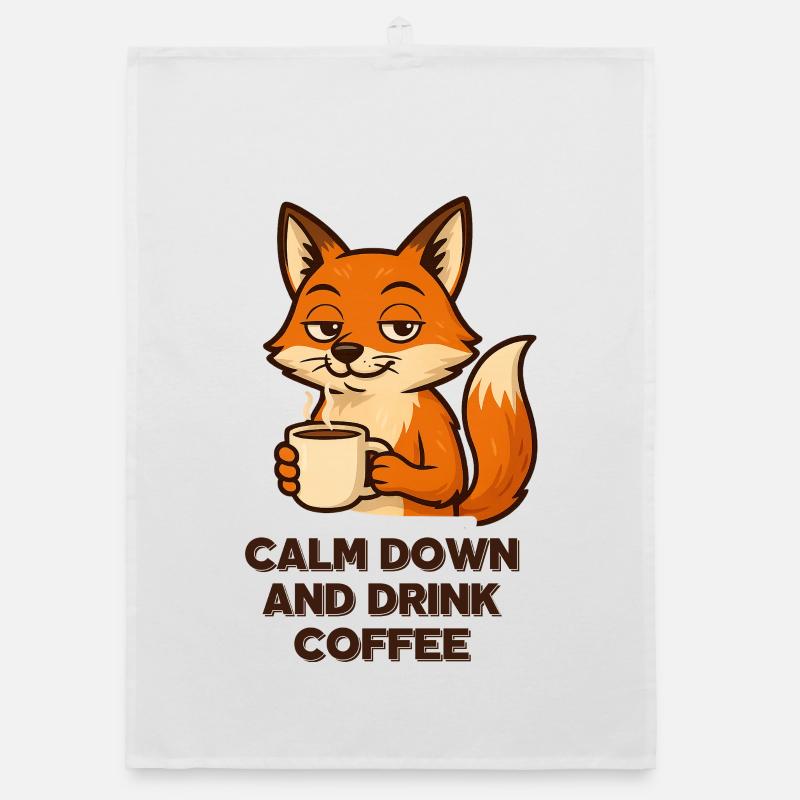 Coffee Fox Chill Mode Espresso Design Animals Organic dish towel