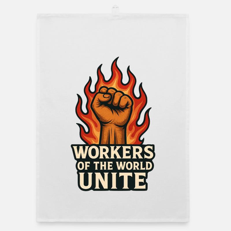 Fists and flames – Arbeiterwelt Unite Organic dish towel