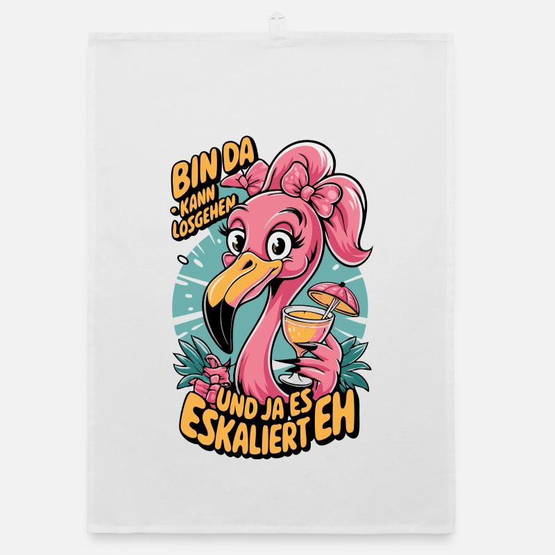Flamingo Spruch Bin da – eskaliert eh Organic Geschirrtuch