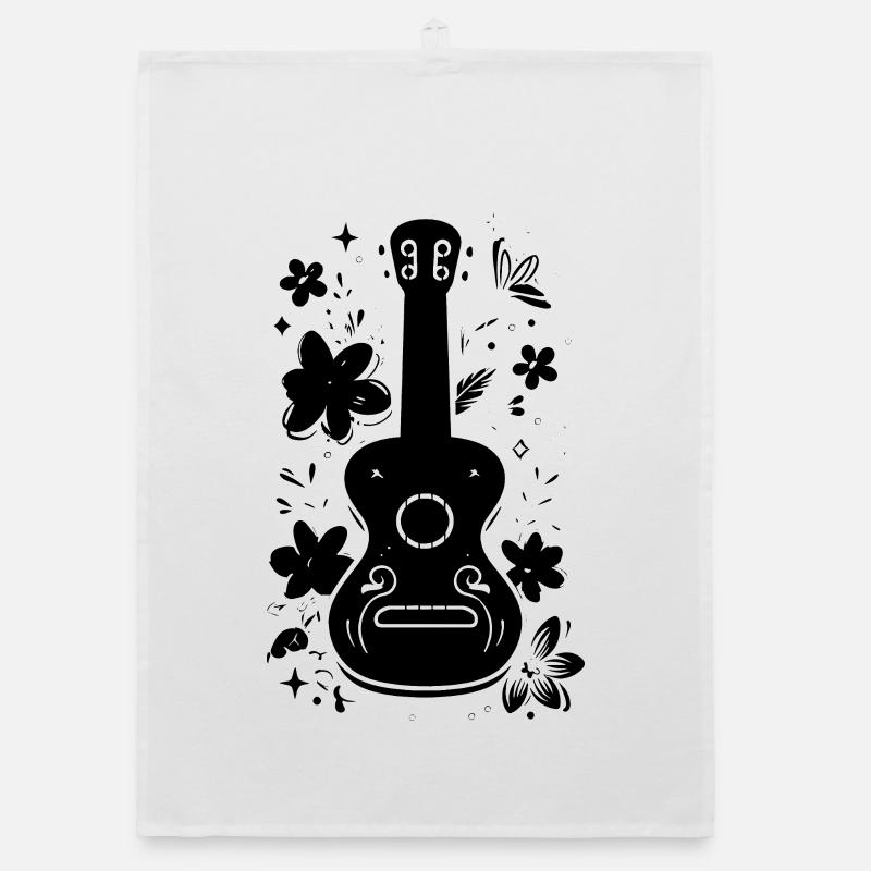 Ukulele Sketch Organic dish towel