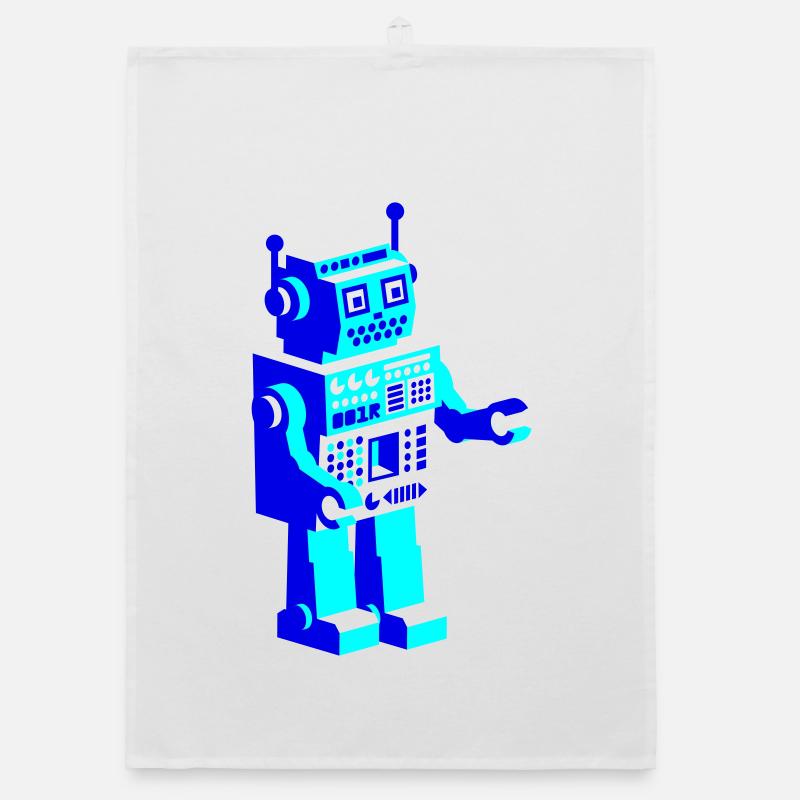 retro robot roboter Organic dish towel