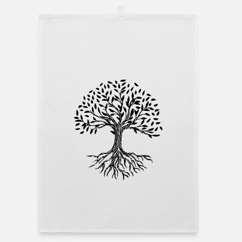 arbre - Torchon bio - blanc