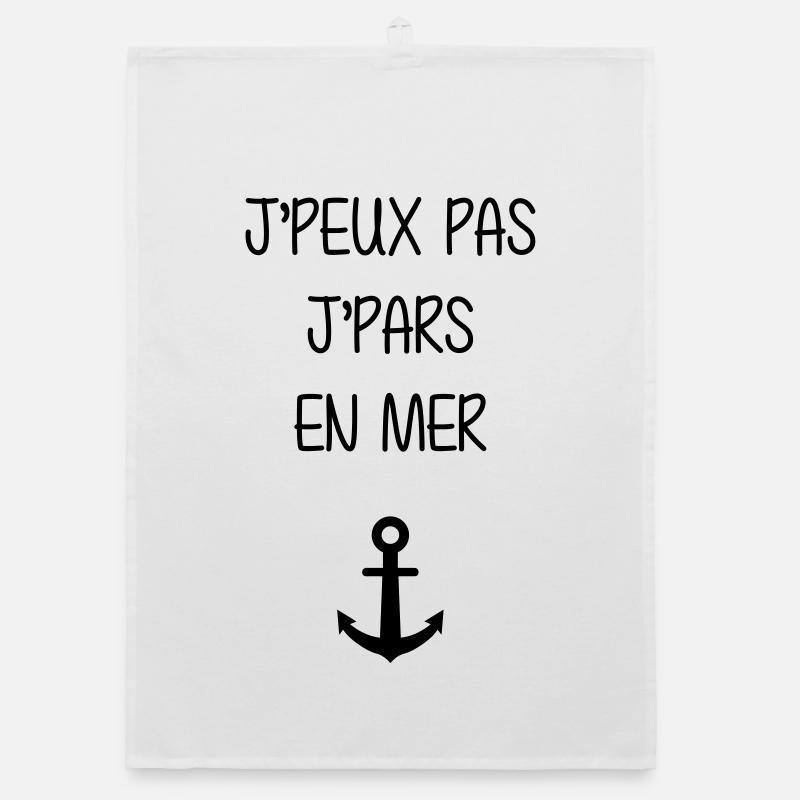 Marin / Marine / Bâteau / Ancre / Mer - Torchon bio - blanc