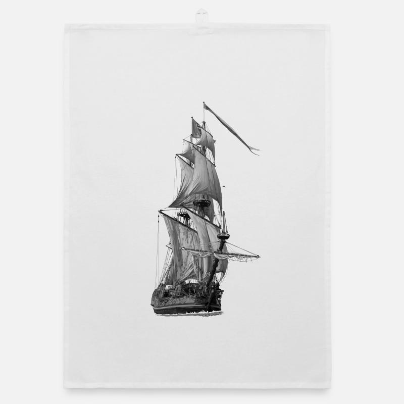 sailing ship Organic dish towel