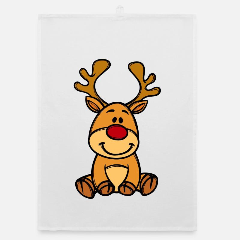 Rudolf Christmas Reindeer Organic dish towel