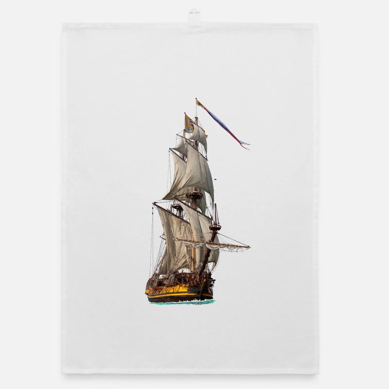 Sailing ship Organic dish towel