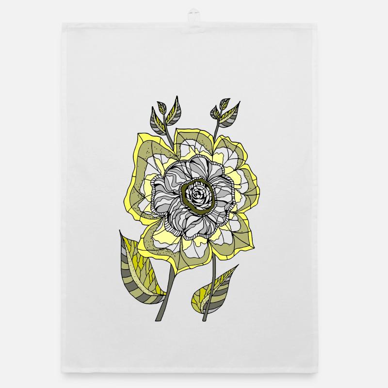 Rose abstraite dans les tons jaunes et gris Torchon bio