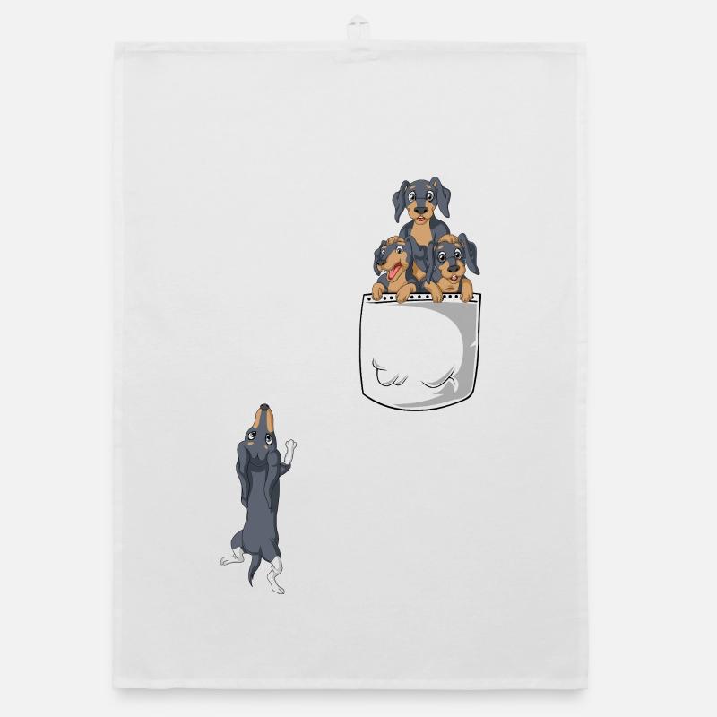 Dachshund Pocket Tee Organic dish towel