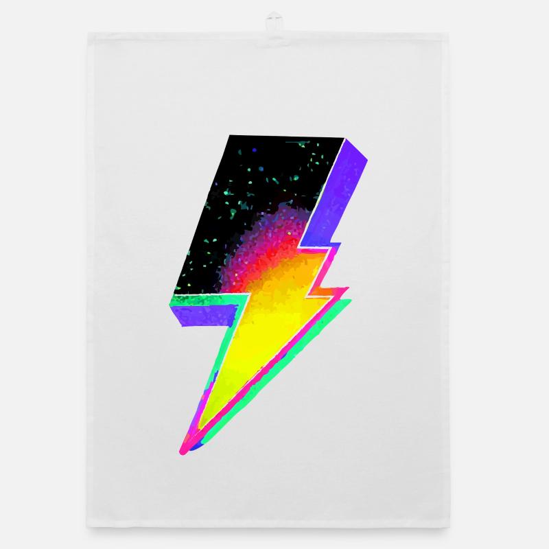 Neon Rainbow Lightning Emblem Organic dish towel