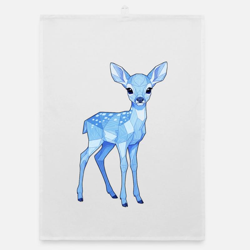 Geometric Blue Deer Organic dish towel