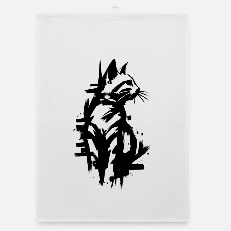 Katze Black Graffiti Design Organic Geschirrtuch